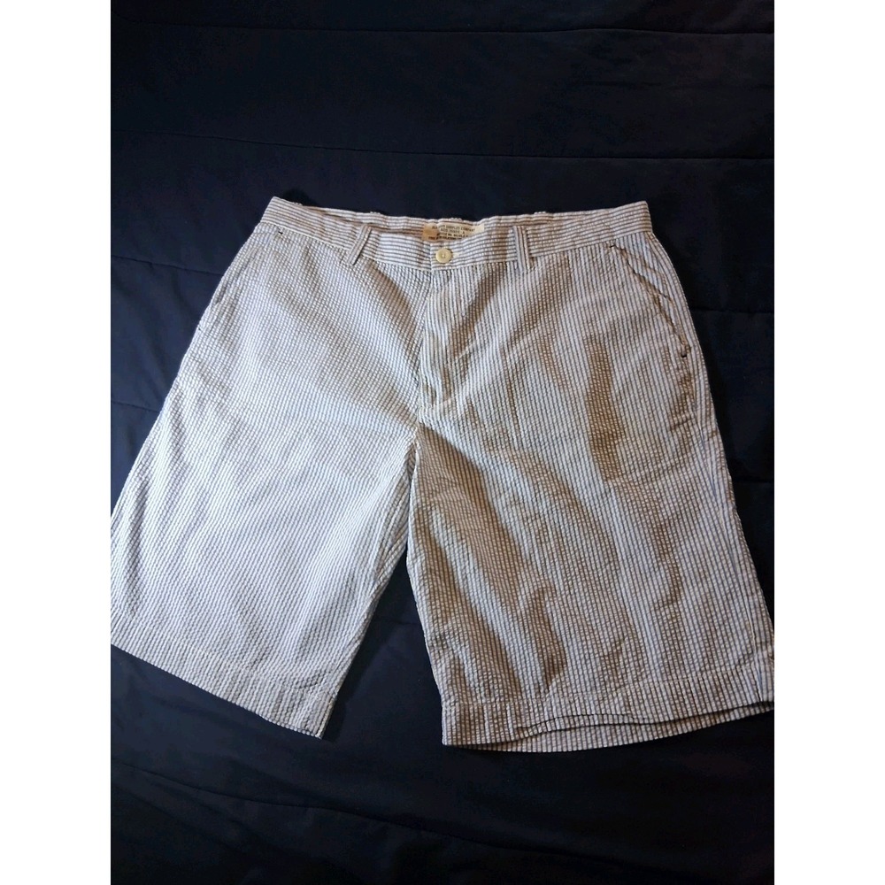 Old Navy 6" OG Chino Seersucker Shorts Men's 36 Blue White‎ Stretch Preppy